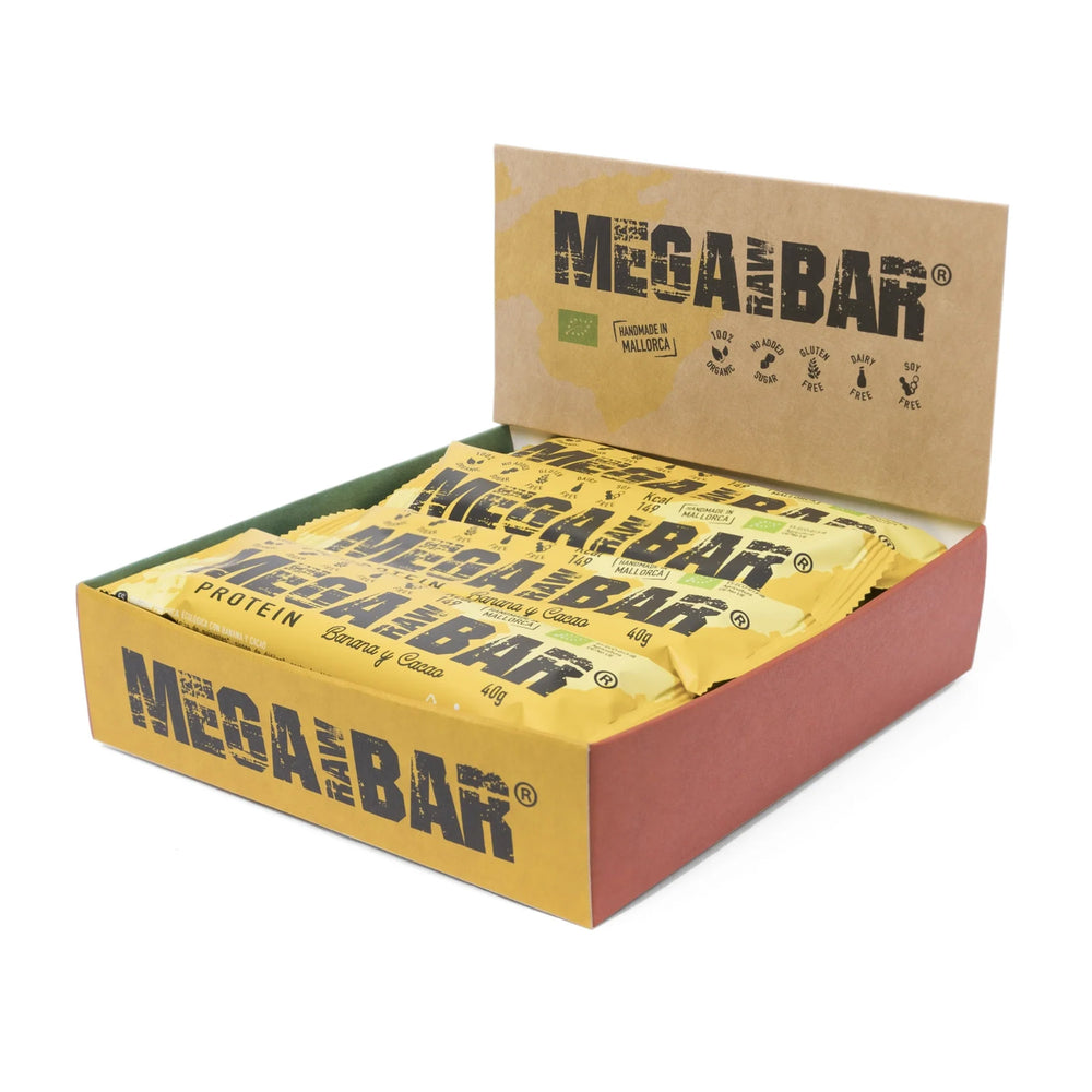Barra de Proteína de Banana e Cacau Biológica MegaRawBar 40g - Casca Rija