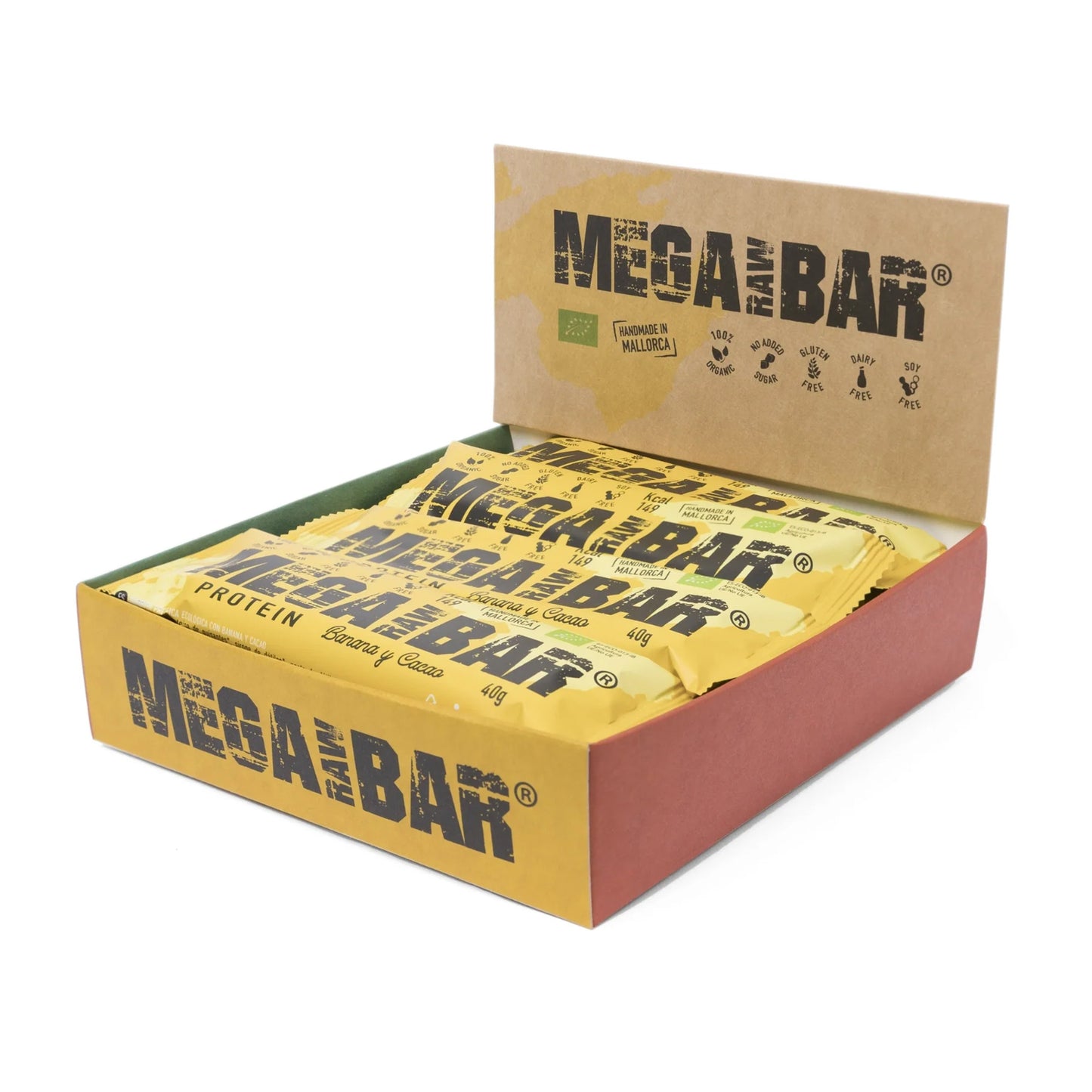 Barra de Proteína de Banana e Cacau Biológica MegaRawBar 40g - Casca Rija