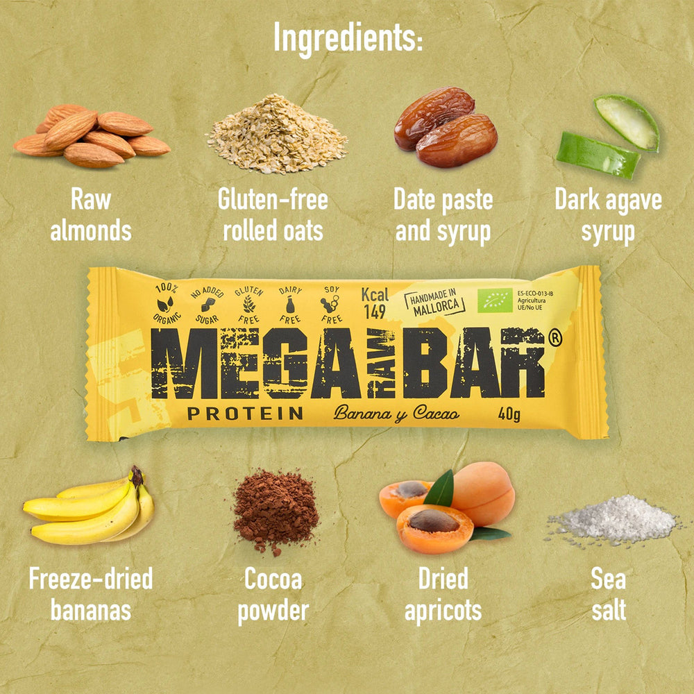 
                  
                    Barra de Proteína de Banana e Cacau Biológica MegaRawBar 40g - Casca Rija
                  
                
