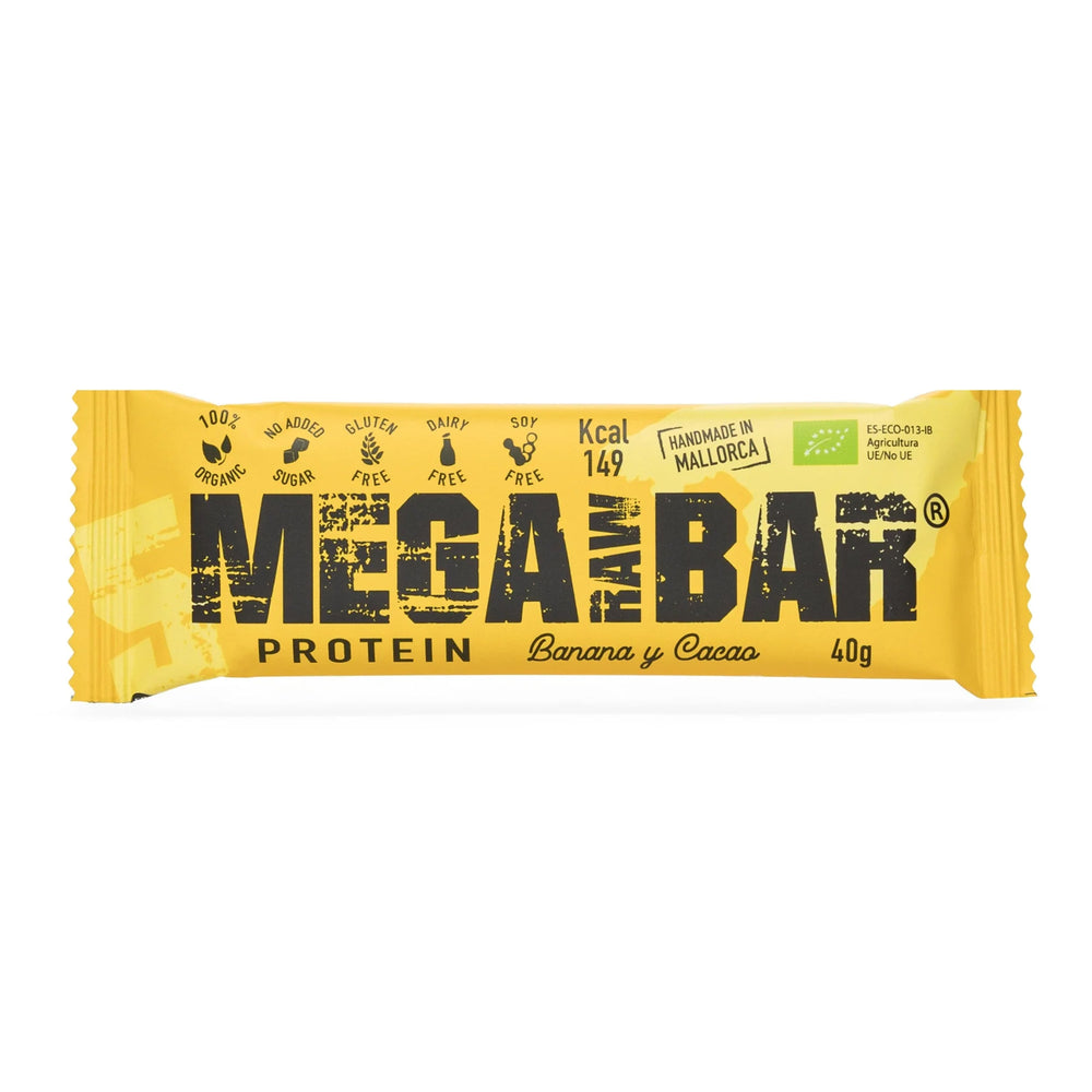 Barra de Proteína de Banana e Cacau Biológica MegaRawBar 40g - Casca Rija