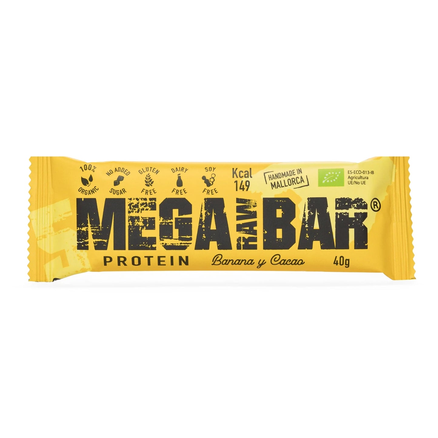 Barra de Proteína de Banana e Cacau Biológica MegaRawBar 40g - Casca Rija